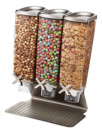 Rosseto Serving Solutions EZ-PRO™ Dry Food Dispenser, 3-Container, Tabletop Stand, 384 Oz, Stainless