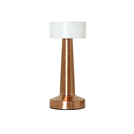 Simple Designs Mushroom Magic Dimming Rechargeable Cordless 4-Way Touch Sensor Saucer Desk Lamp, 8-1/2"H, Copper