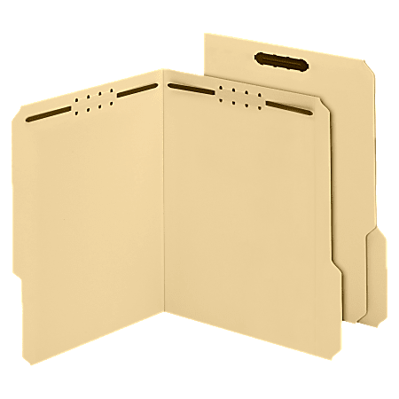 Globe-Weis® Top Tab Fastener Folders With 2 Fasteners, 1/3 Cut, Letter Size, Manila, Box Of 50