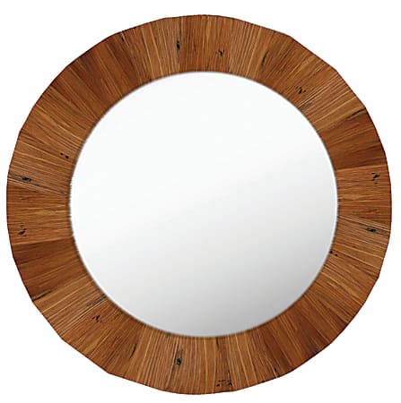 PTM Images Framed Mirror, Round, 28"H x 28"W, Natural Brown