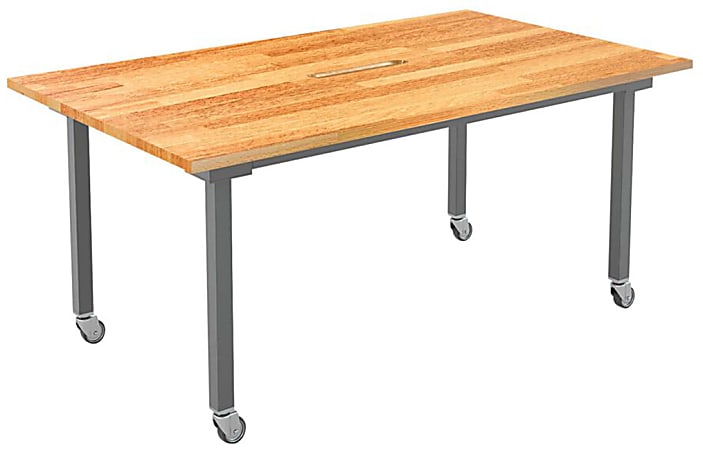 VARI Rectangular Conference Table, 30-1/2"H x 72"W x 42"D, Butcher Block/Slate