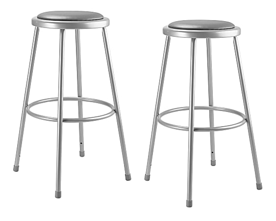 National Public Seating 6400 Series Vinyl-Padded Science Stools, 30"H, Gray, Pack Of 2 Stools