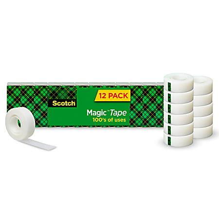 Scotch® Magic™ Tape, Invisible, 3/4 in. x 1000 in., 12 Tape Rolls, Clear, Back to School Supplies and College Essentials for Students and Teachers