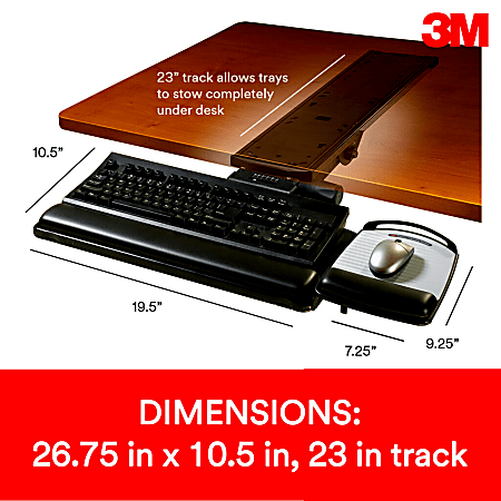 3M SitStand Adjustable Keyboard Tray Black Office Depot