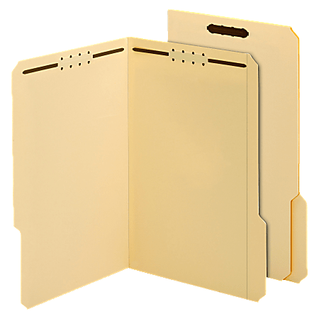 Globe-Weis® Top Tab Fastener Folders With 2 Fasteners, 1/3 Cut, Legal Size, Manila, Box Of 50