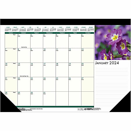 House of Doolittle EarthScapes Flowers Desk Pad, 18 1/2" x 13", January 2022 to December 2022