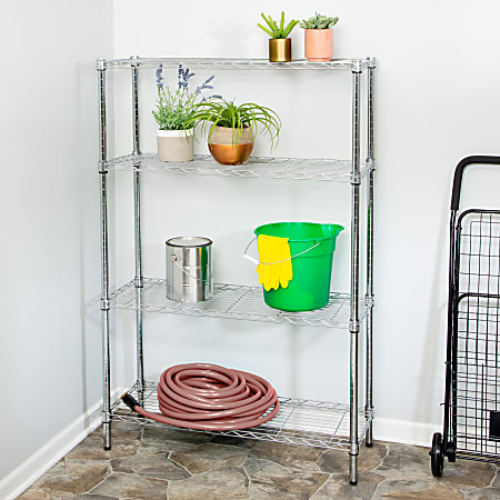 Honey Can Do 4-Tier Heavy-Duty Adjustable Shelving Unit, 54”H x 14”W x 36”D, Chrome