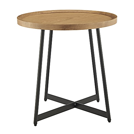Eurostyle Niklaus Round Side Table, 22-1/8”H x 21-3/4”W x 21-3/4”D, Black/Oak