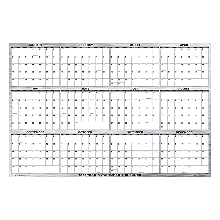 2025 SwiftGlimpse Daily/Yearly Wall Calendar, 24" x 36", Metal, January 2025 To December 2025, SG 2025 WOOD