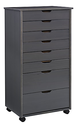 Linon Casimer 8-Drawer Rolling Home Office Storage Cart, Grey