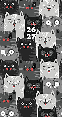 2026-2027 Willow Creek Press 2-Year Monthly Checkbook/Calendar, 3-1/2" x 6-1/2", Purrfect, January 2026 To December 2027, 57667