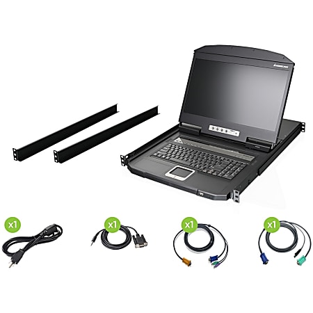 IOGEAR 18.5" Widescreen Short Depth 8-Port LCD KVM Switch (TAA Compliant) - 8 Computer(s) - 18.5" LCD - GCL1908W