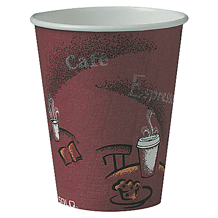 Solo Paper Hot Cups 8 Oz. Maroon Carton Of 500