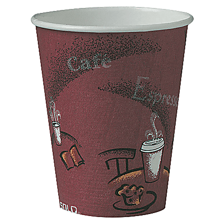 Solo Cup Paper Hot Cups, 8 Oz., Maroon, Carton Of 500