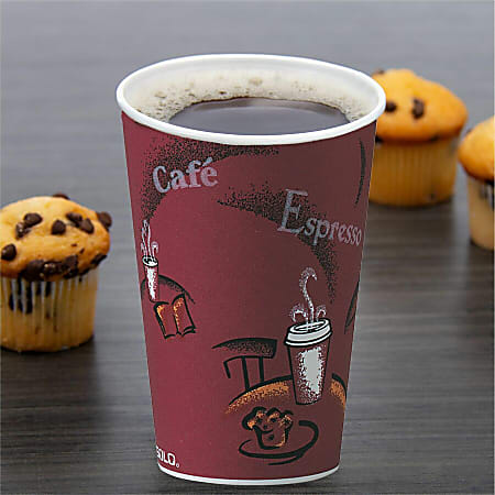 Solo Paper Hot Cups 10 Oz. Maroon Carton Of 300 - Office Depot