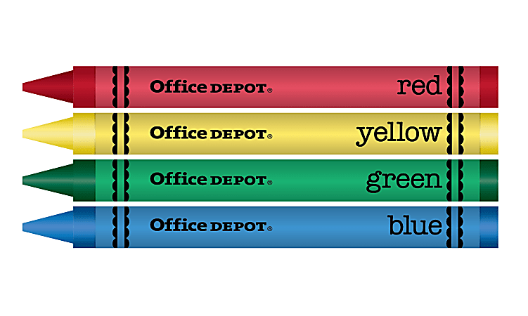Office Depot® Brand Crayons, Assorted Colors, 4 Crayons Per Pack, Box Of 200 Packs
