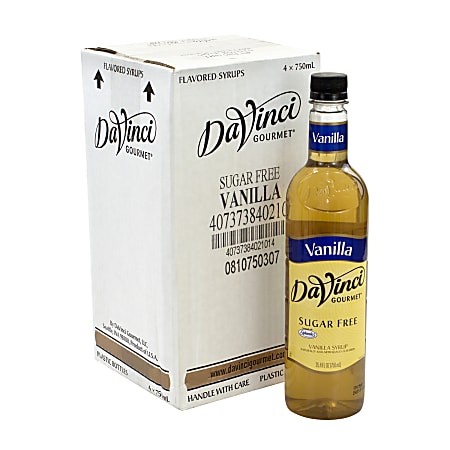 DaVinci Gourmet Syrup, Sugar-Free Vanilla, 25.36 Oz, Pack Of 4 Bottles