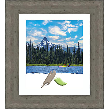 Amanti Art Rectangular Wood Picture Frame, 27” x 31" With Mat, Fencepost Gray