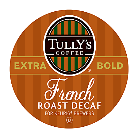 Tully's® Coffee Single-Serve Coffee K-Cup®, Decaffeinated, French Roast, Carton Of 24
