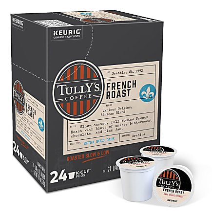 Tully's® Coffee Single-Serve Coffee K-Cup® Pods, French Roast, Carton Of 24