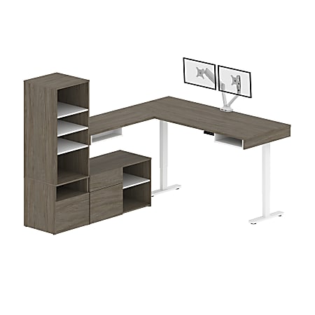 Bestar Viva 72 W L Shaped Standing Corner Desk With Dual Monitor