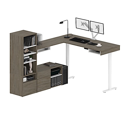 Dual monitor computer desk with storage sale