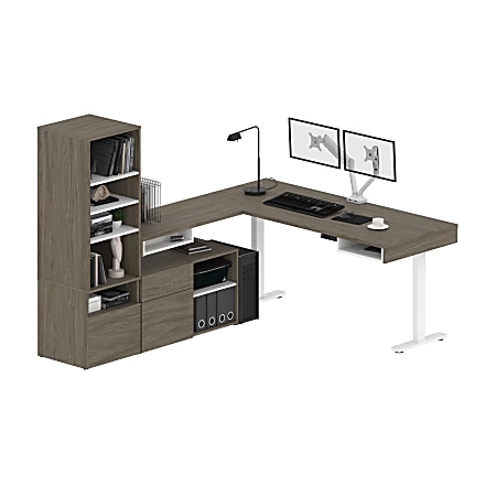 White standing desk with storage sale