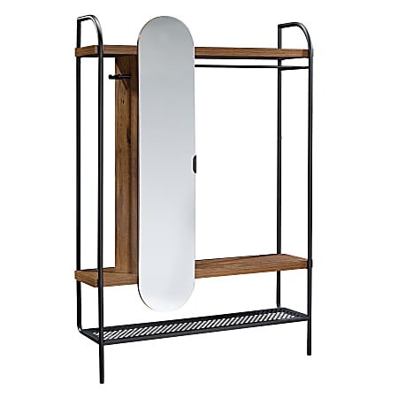 Sauder® Boulevard Cafe Wall Mounted Hanging Wardrobe, Black/Vintage Oak