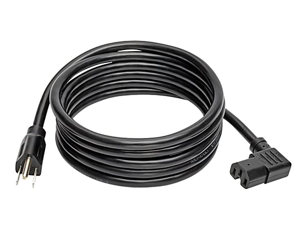 Eaton Tripp Lite Series Power Cord, NEMA 5-15P to Right-Angle C15 - Heavy-Duty, 15A, 125V, 14 AWG, 8 ft. (2.43 m), Black - Power cable - NEMA 5-15P (M) to IEC 60320 C15 right-angled - AC 125 V - 15 A - 8 ft - molded - black