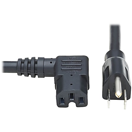 Eaton Tripp Lite Series Power Cord, NEMA 5-15P to Right-Angle C15 - Heavy-Duty, 15A, 125V, 14 AWG, 8 ft. (2.43 m), Black - P019008C15RA