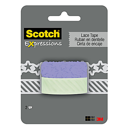 Scotch® Expressions Washi Tape, 1.19" x 13', Purple/Green Lace, Pack Of 2