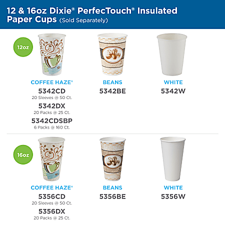 Dixie PerfecTouch Insulated Paper Hot Cup 12 Oz Multicolor Pack Of