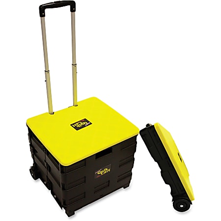dbest Rolling Quik Cart - Internal Dimensions: 15" Length x 14" Width x 14" Height - External Dimensions: 21" Length x 19" Width x 19" Depth x 20" Height - 80 lb - Lid Lock Closure - Plastic, Aluminum - Black, Yellow