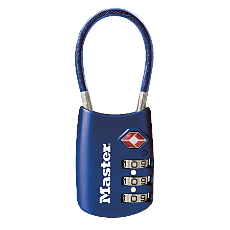 Master Lock® Combination Cable Lock, 1 1/8", Blue
