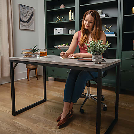 Martha Stewart Maddox 24W Home Office Parsons Computer Desk With Metal  X-Frame, Black/Oil Rubbed Bronze