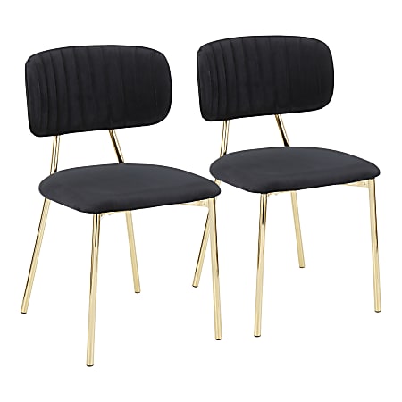 LumiSource Bouton Chairs, Gold/Black, Set Of 2 Chairs