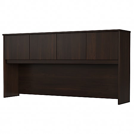 Bush® Business Furniture Hybrid 72"W Desk Hutch, Black Walnut, Standard Delivery