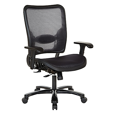 Sitmatic GoodFit Mesh Multifunction Small-Scale High-Back Chair with Adjustable Arms, Black Polyurethane/Black