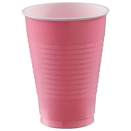 Amscan 436811 Plastic Cups, 12 Oz, New Pink, 50 Cups Per Pack, Case Of 3 Packs