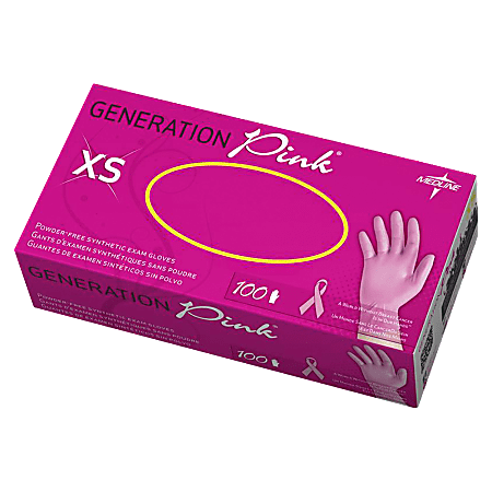 Medline Latex-Free Vinyl Exam Gloves, X-Small, Pink, Box Of 100