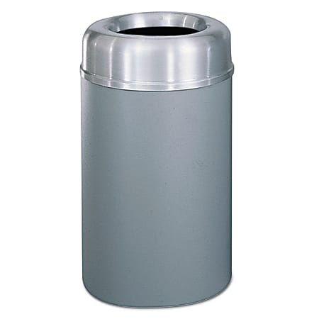 Rubbermaid® Commercial Crowne Collection™ Round Aluminum/Steel Open-Top Receptacle, 30 Gallons, Gray/Silver