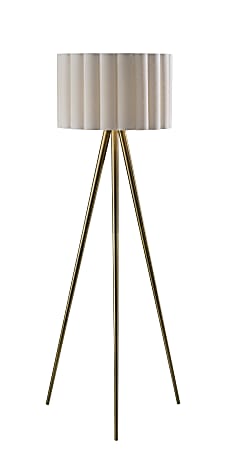 Adesso Caldwell 61"H Floor Lamp, Beige/Antique Brass