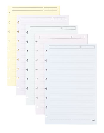 TUL® Discbound Refill Pages, Junior Size, Narrow Ruled, 50 Sheets, Assorted Colors