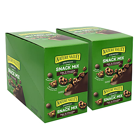 NATURE VALLEY Crunchy Granola Snack Mix Oats 'N Chocolate, 1.8 Oz Pouches, 6 Pouches Per Box, Pack Of 2 Boxes