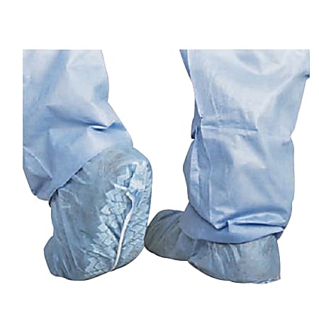 Medline Skid-Resistant Scrub Shoe Covers, Blue, Pack Of