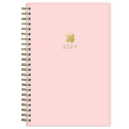 2024 Blue Sky™ AM Solid Petal Pink Weekly/Monthly Planning Calendar, 5" x 8", Pink, January to December