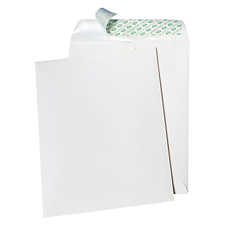 Quality Park® Tech-No-Tear Catalog Envelopes, 9" x 12", Self-Adhesive, White, Box Of 100