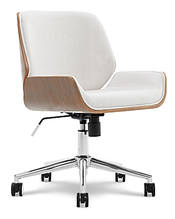 Elle Décor Ophelia Bentwood Fabric Mid-Back Task Chair, Ivory/Chrome