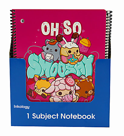Inkology Notebooks, Smooshy Mushy, 8-1/2" x 11", College Ruled, 140 Pages (70 Sheets), Assorted Designs, Pack Of 12 Notebooks