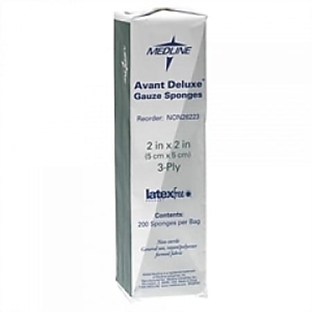 Medline Avant Deluxe Non-Sterile Gauze Sponges, 3-Ply, 2" x 2", Case Of 40